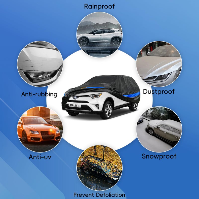 Molebt غطاء سيارة Molebt SUV مقاوم للماء في جميع الأحوال الجوية للسيارات مناسب عالميًا لشركة Hyundai Santa Fe/Tucson Jeep Cherokee Toyota RAV4 Volkswagen Tiguan Ford Edge Nissan Murano Mazda CX-5 إلخ. - Image 3